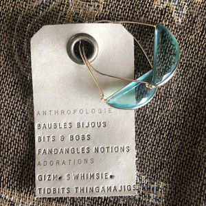 Anthropologie Jewelry - Gold hoop earrings with green stone Anthropologie Jewelry - Gold hoop earrings with green stone